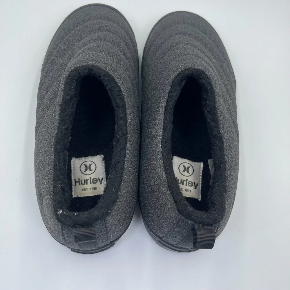 Hurley Arlo Puff Men's Size 10M Charcoal Slip On Fleece Lined Puffer Shoes
